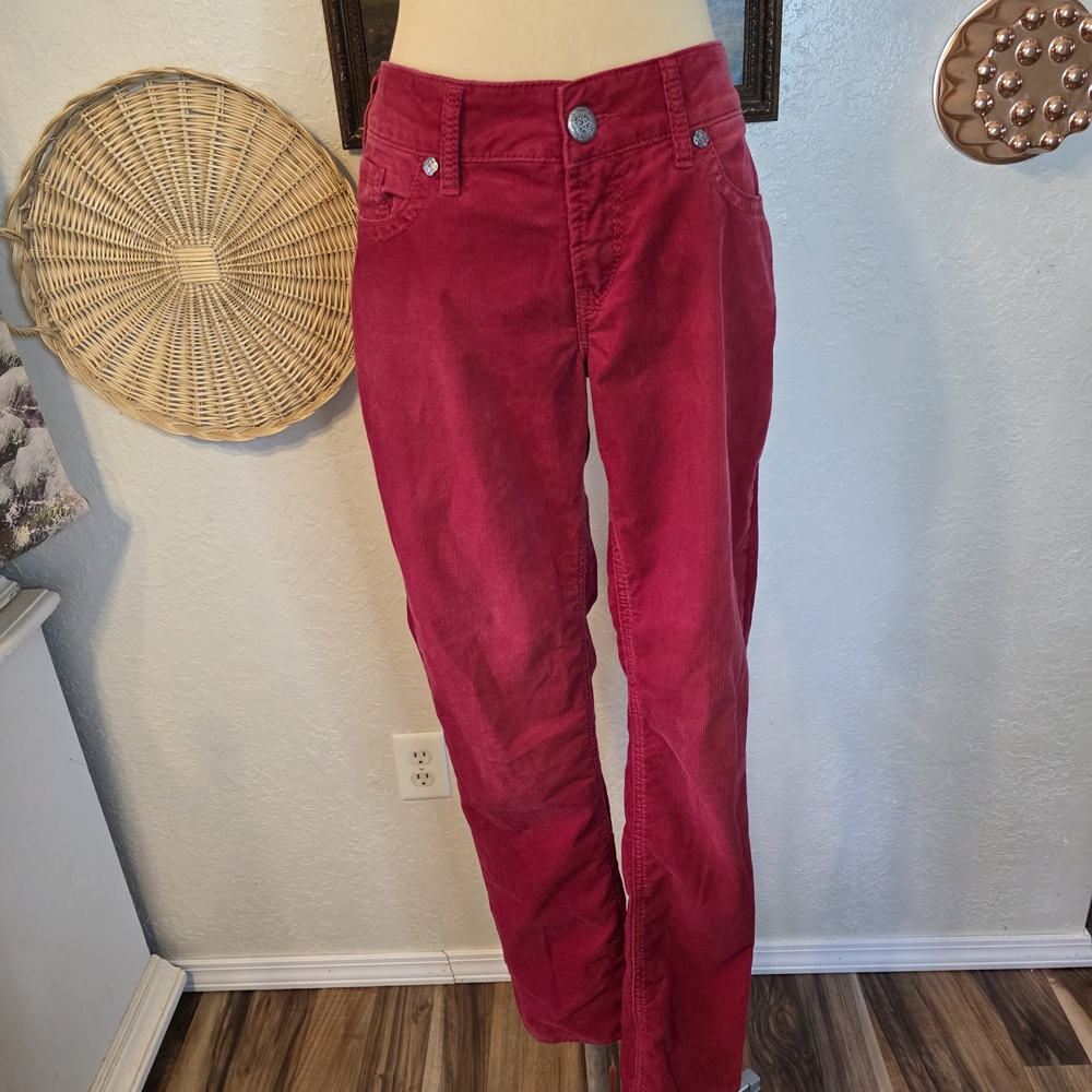Silver Jeans Red Corduroy Suki Skinny Pants
